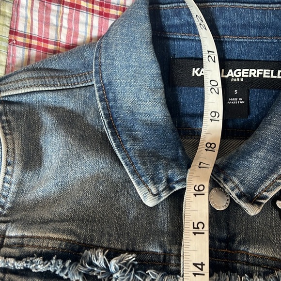Karl Lagerfeld Blue Denim Jacket with Patches small - Picture 11 of 11